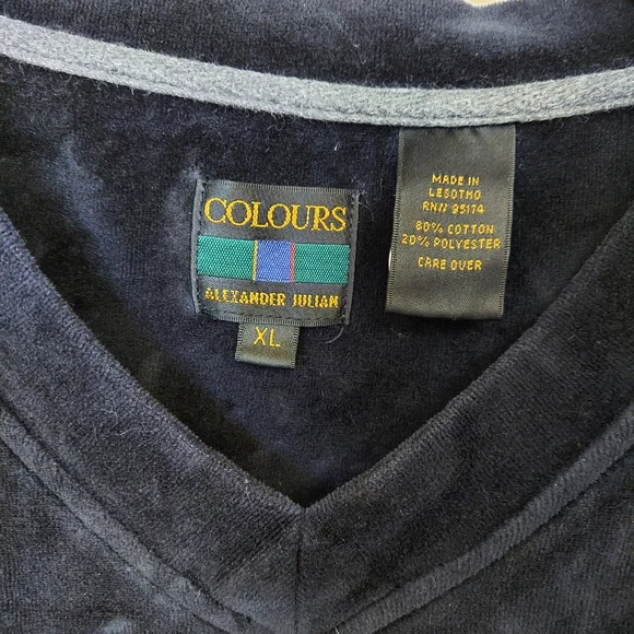 Colours Alexander Julian Mens VelourV Neck Pullover Top XL - Picture 3 of 10